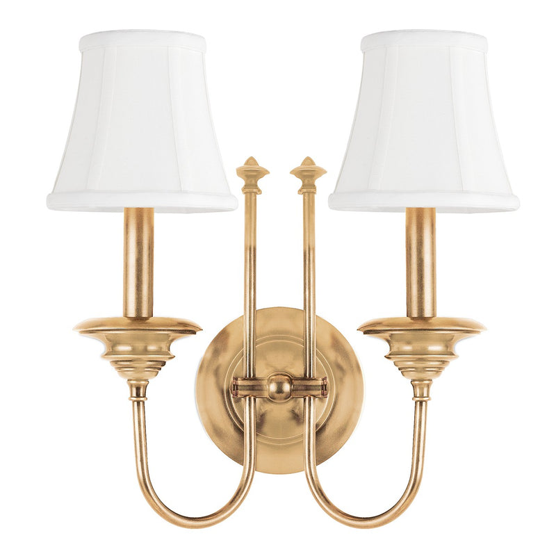 Hudson Valley 8712-AGB Two Light Wall Sconce, Aged Brass