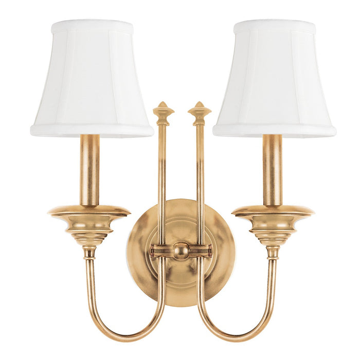 Hudson Valley 8712-AGB Two Light Wall Sconce, Aged Brass