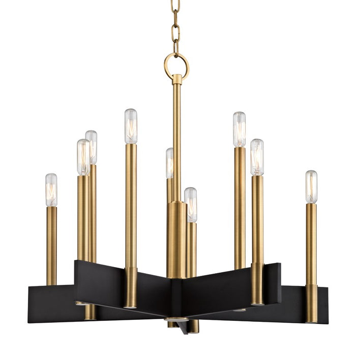 Hudson Valley 8825-AGB Ten Light Chandelier, Aged Brass