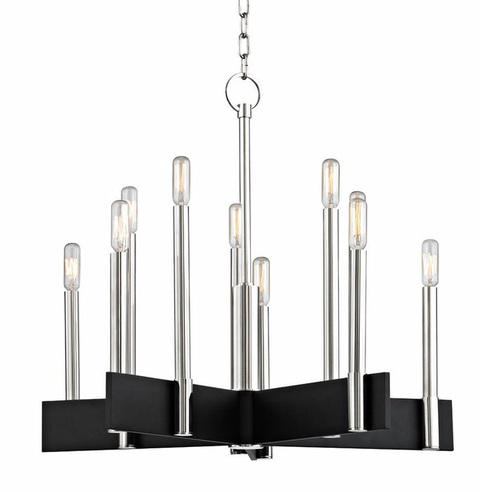 Hudson Valley 8825-PN Ten Light Chandelier, Polished Nickel