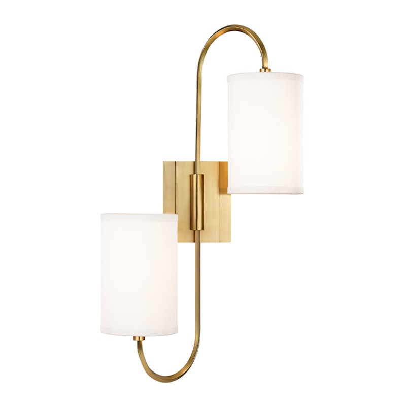 Hudson Valley 9100-AGB Two Light Wall Sconce, Aged Brass