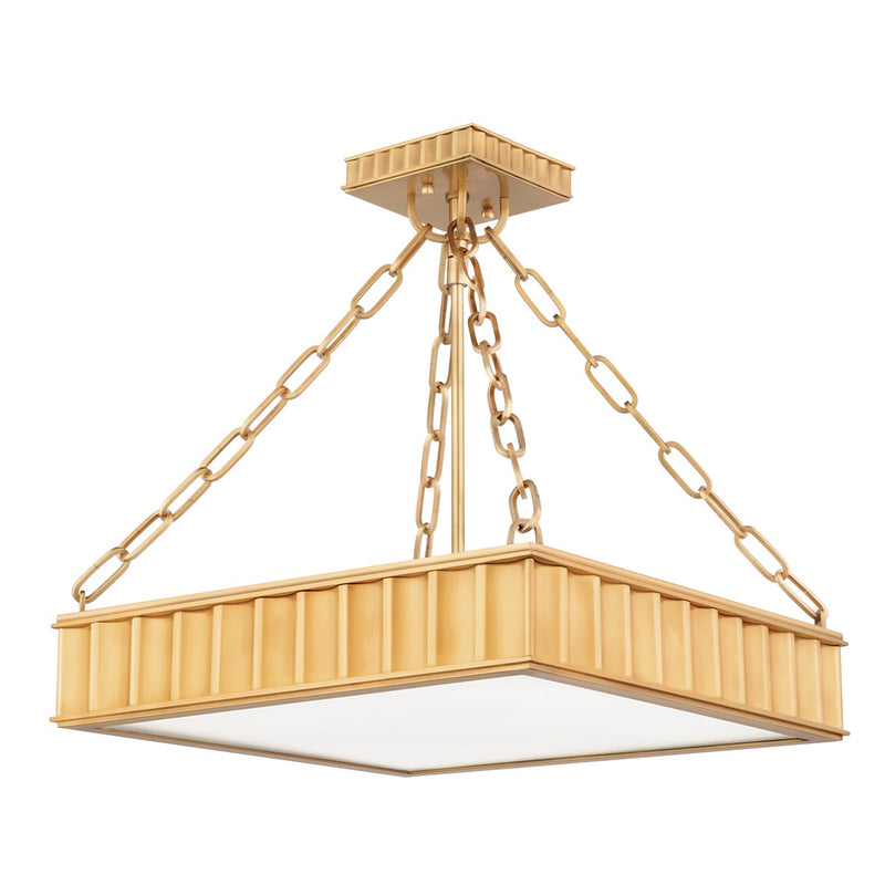 Hudson Valley 933-AGB Three Light Semi Flush Mount, Aged Brass