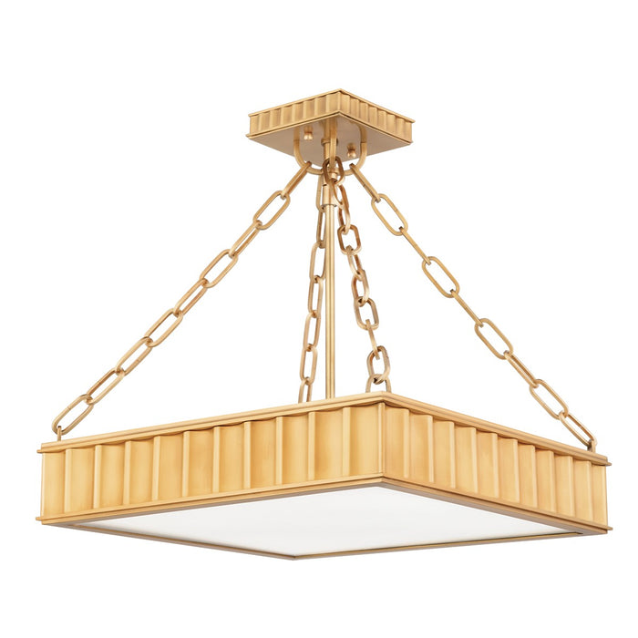 Hudson Valley 933-AGB Three Light Semi Flush Mount, Aged Brass