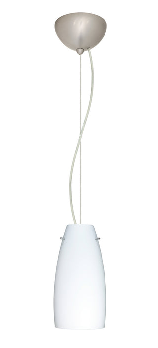 Besa 1KX-151207-LED-SN One Light Pendant, Satin Nickel