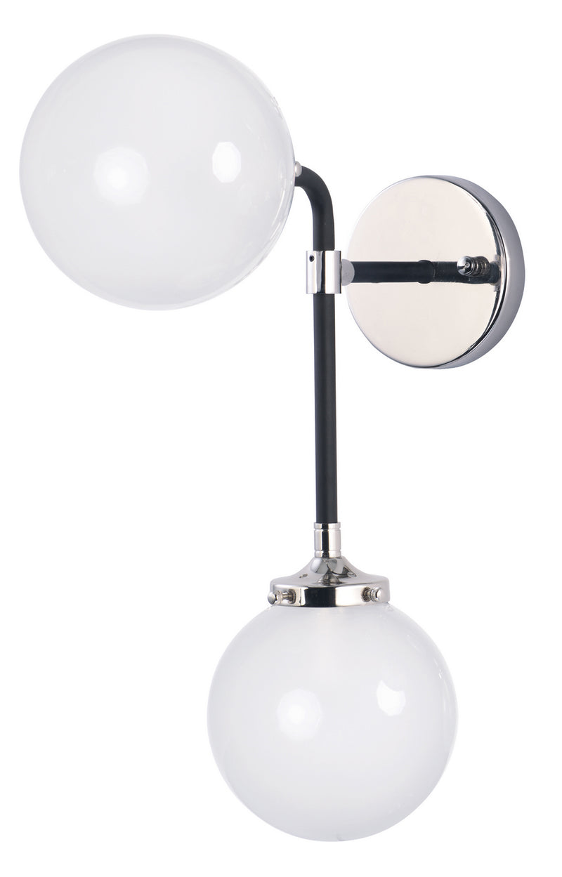 Maxim 24722WTBKPN Two Light Wall Sconce, Black / Polished Nickel