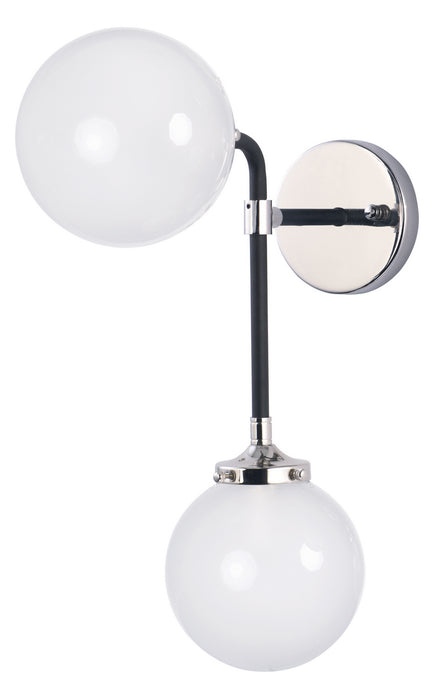 Maxim 24722WTBKPN Two Light Wall Sconce, Black / Polished Nickel