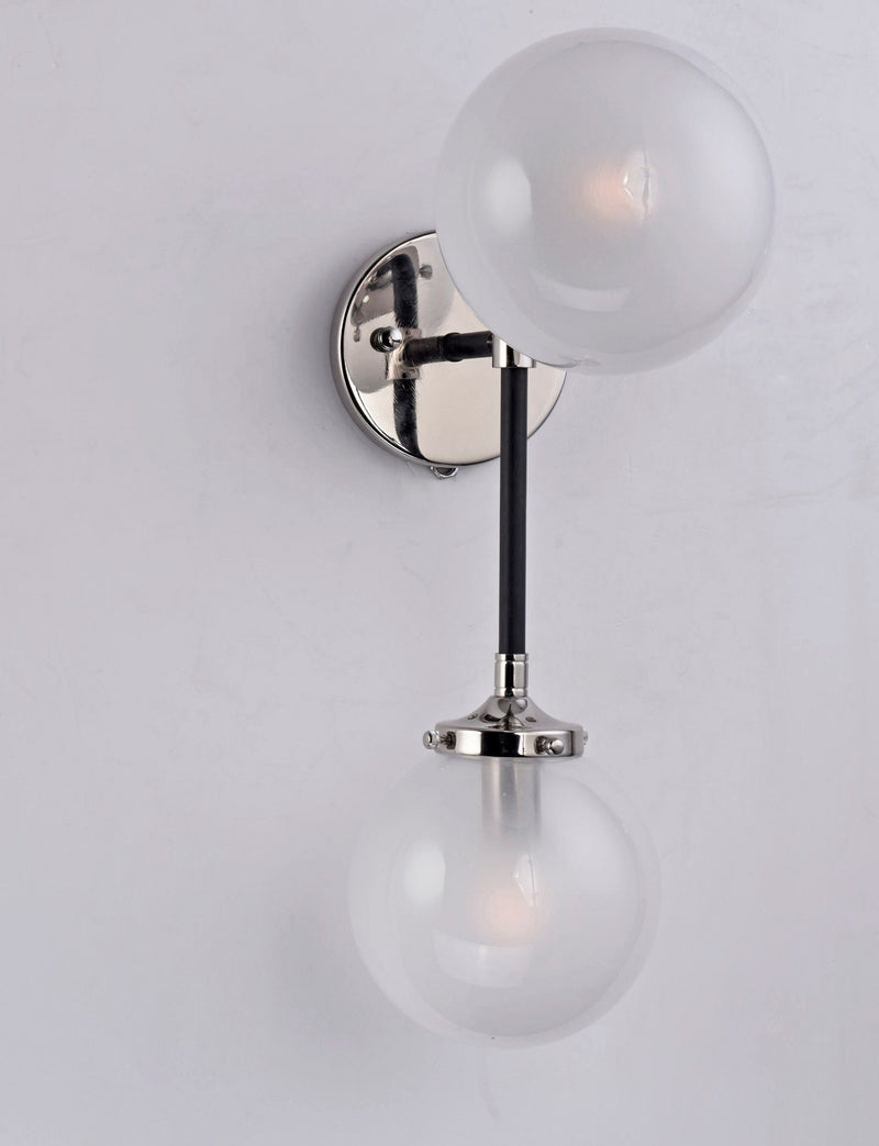 Maxim 24722WTBKPN Two Light Wall Sconce, Black / Polished Nickel