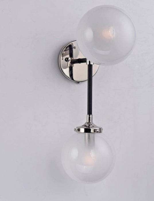 Maxim 24722WTBKPN Two Light Wall Sconce, Black / Polished Nickel