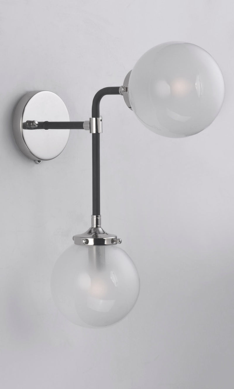 Maxim 24722WTBKPN Two Light Wall Sconce, Black / Polished Nickel