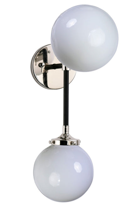 Maxim 24722WTBKPN Two Light Wall Sconce, Black / Polished Nickel