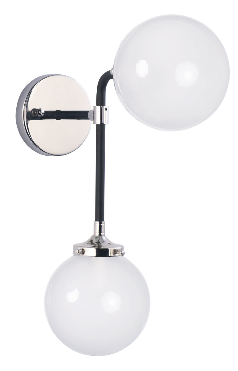 Maxim 24722WTBKPN Two Light Wall Sconce, Black / Polished Nickel