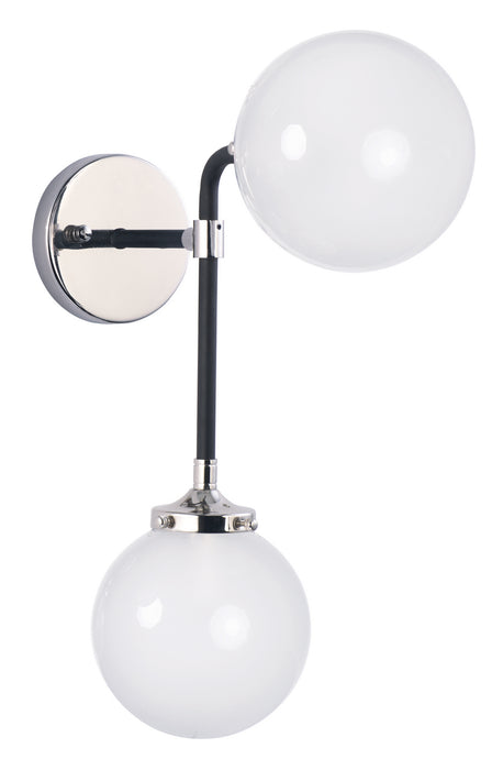Maxim 24722WTBKPN Two Light Wall Sconce, Black / Polished Nickel
