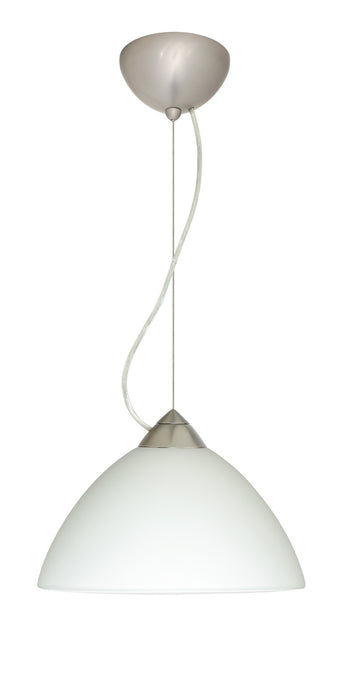 Besa 1KX-420107-LED-SN One Light Pendant, Satin Nickel