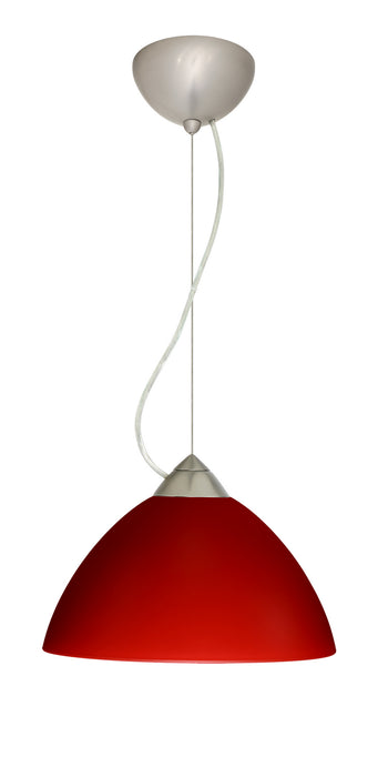 Besa 1KX-420131-LED-SN One Light Pendant, Satin Nickel