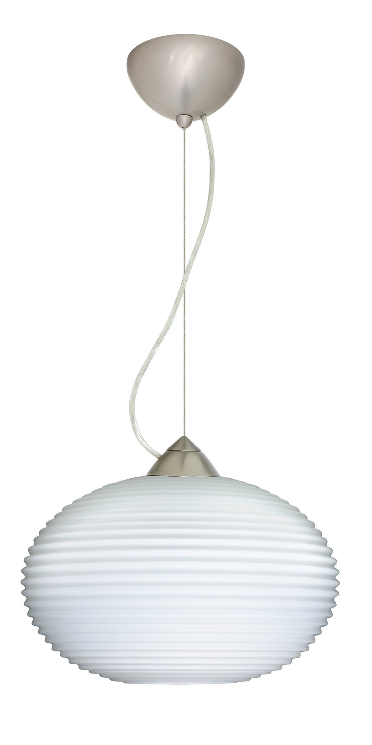 Besa 1KX-491307-LED-SN One Light Pendant, Satin Nickel