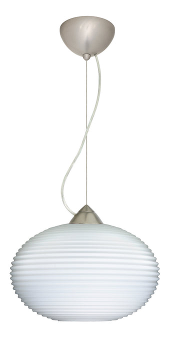 Besa 1KX-491307-LED-SN One Light Pendant, Satin Nickel