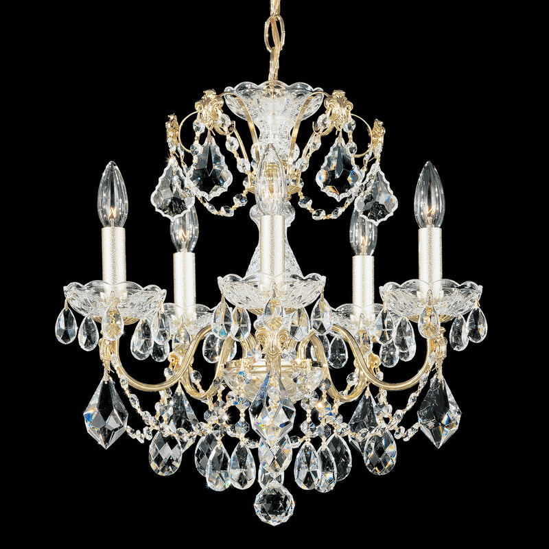 Schonbek 1704-40 Five Light Chandelier, Polished Silver