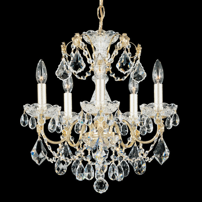 Schonbek 1704-40 Five Light Chandelier, Polished Silver