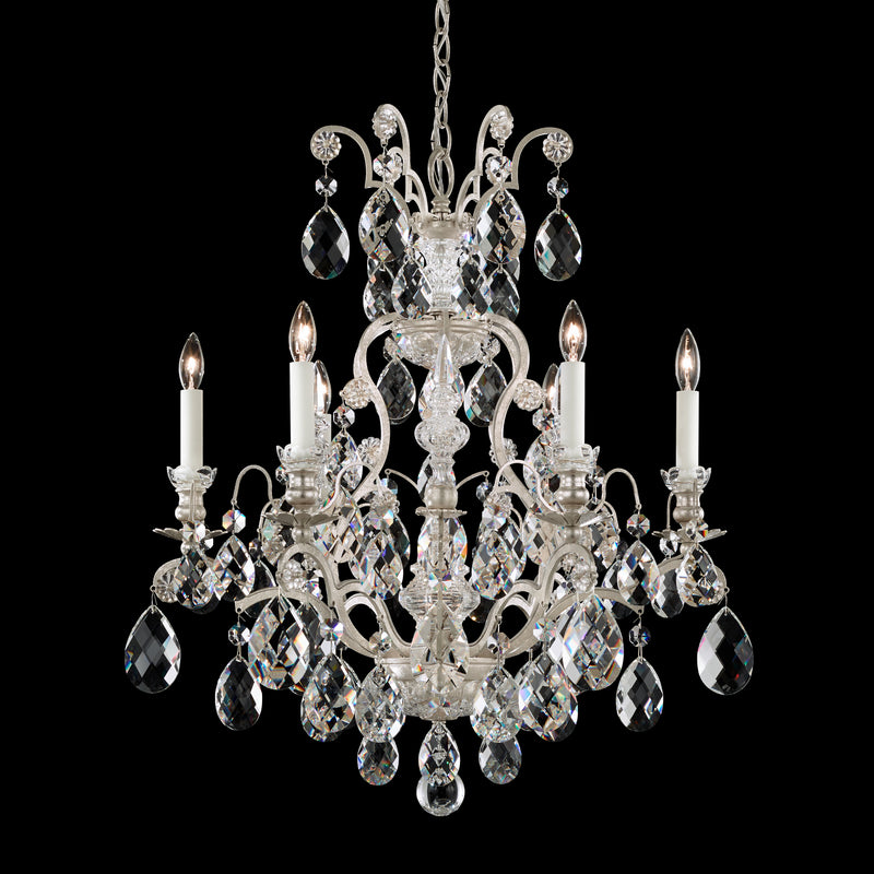 Schonbek 3770-48 Seven Light Chandelier, Antique Silver