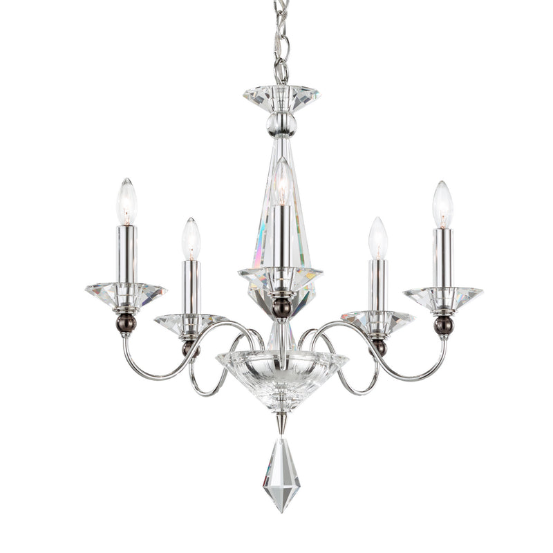 Schonbek 9675-40CL Five Light Chandelier, Polished Silver