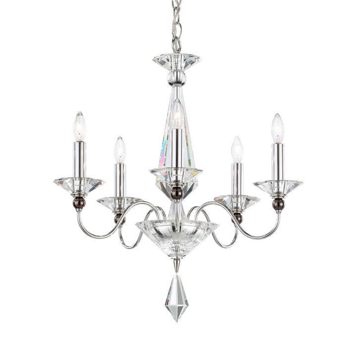 Schonbek 9675-40CL Five Light Chandelier, Polished Silver