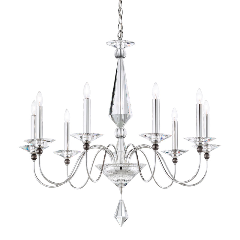 Schonbek 9679-40CL Nine Light Chandelier, Polished Silver