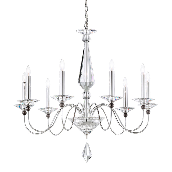 Schonbek 9679-40CL Nine Light Chandelier, Polished Silver
