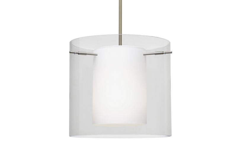 Besa 1TT-C18407-LED-SN One Light Pendant, Satin Nickel