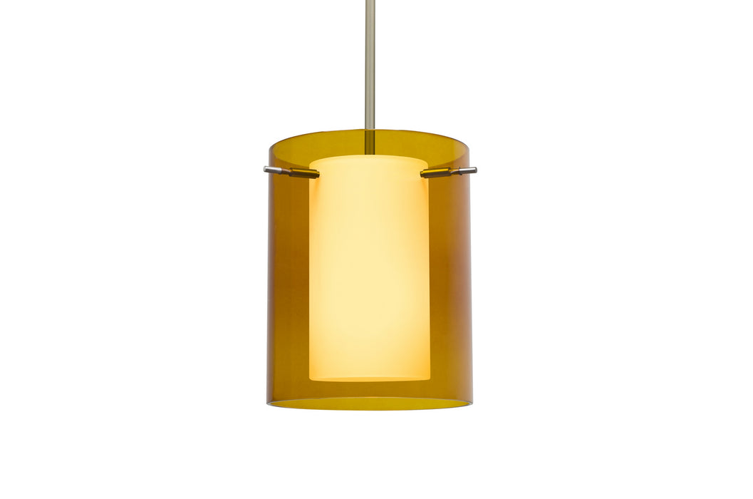 Besa 1TT-G00607-LED-SN One Light Pendant, Satin Nickel