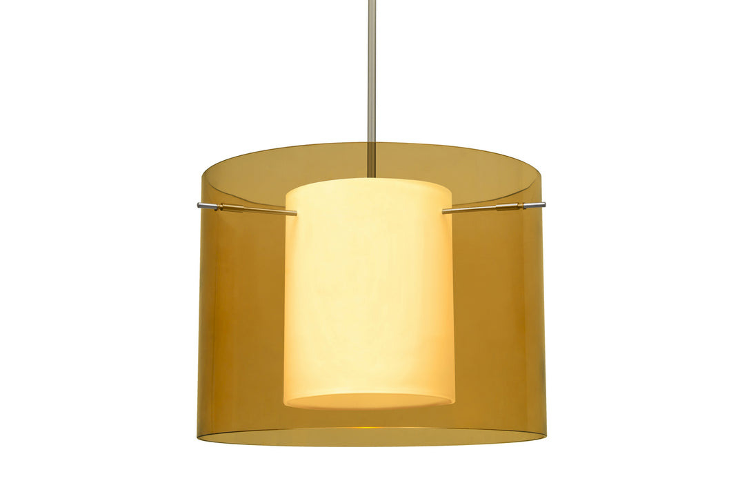 Besa 1TT-G00707-LED-SN One Light Pendant, Satin Nickel