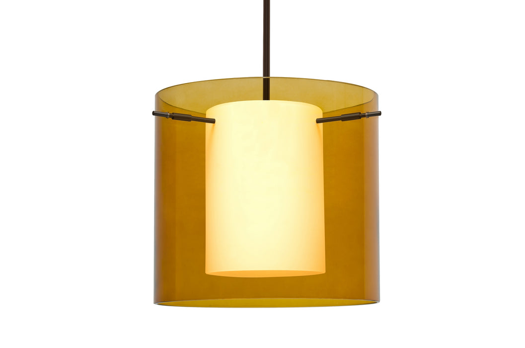 Besa 1TT-G18407-LED-BR One Light Pendant, Bronze