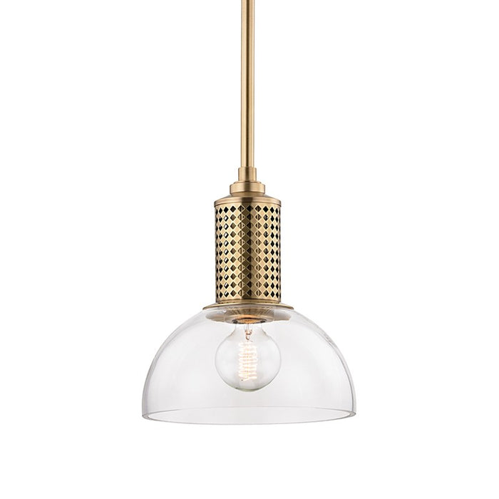 Hudson Valley 7210-AGB One Light Pendant, Aged Brass