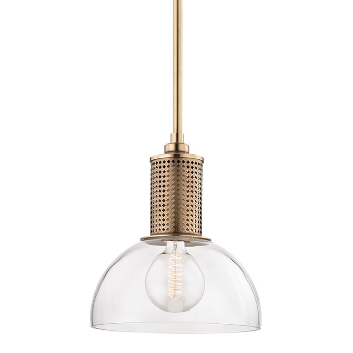 Hudson Valley 7214-AGB One Light Pendant, Aged Brass