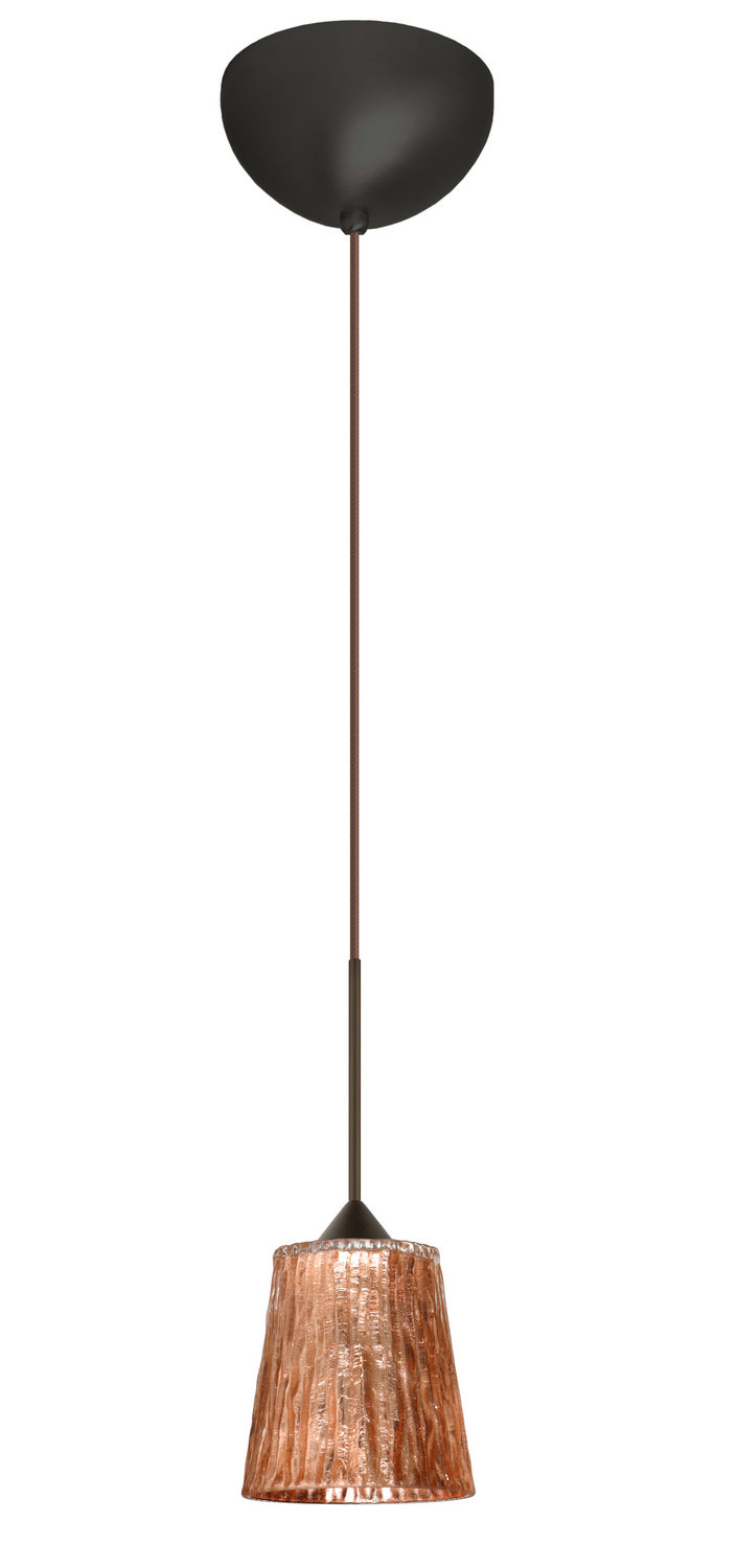 Besa 1XC-5125CF-LED-BR One Light Pendant, Bronze
