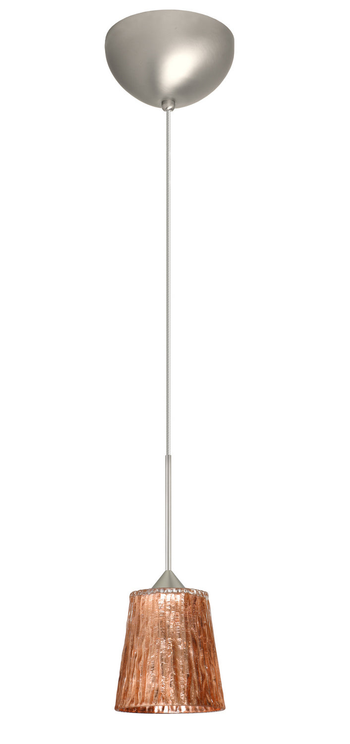 Besa 1XC-5125CF-LED-SN One Light Pendant, Satin Nickel