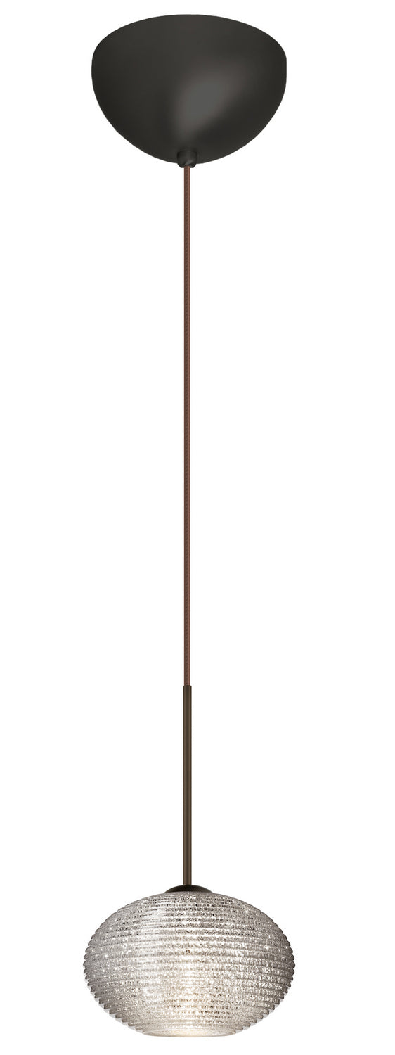 Besa 1XC-5612GL-LED-BR One Light Pendant, Bronze