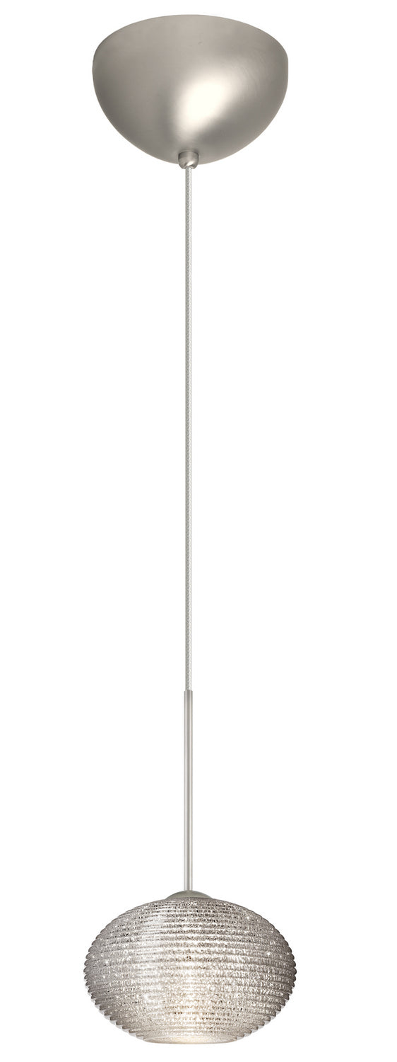 Besa 1XC-5612GL-SN One Light Pendant, Satin Nickel