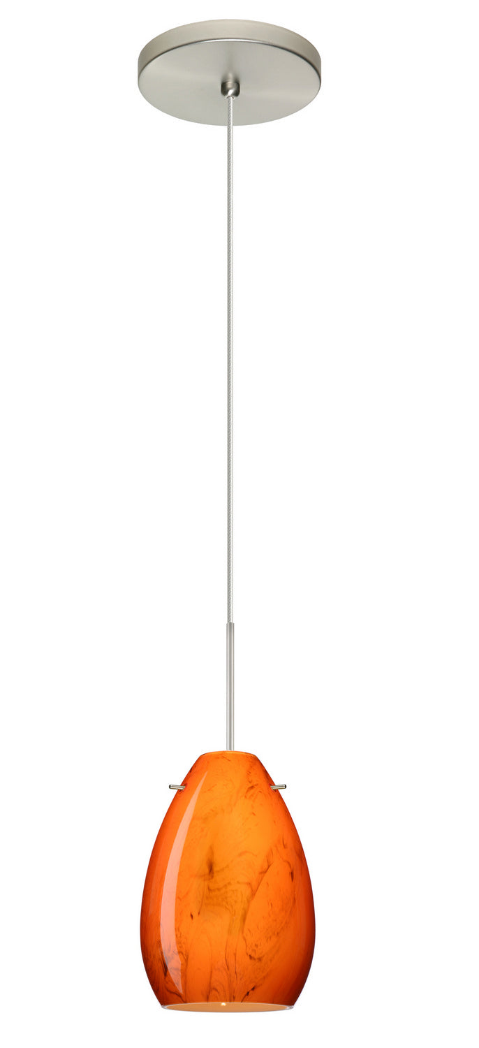 Besa 1XT-1713HB-LED-SN One Light Pendant, Satin Nickel
