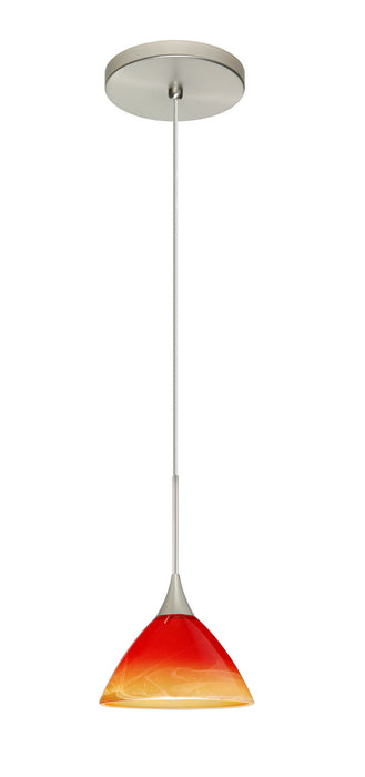 Besa 1XT-1743SL-LED-SN One Light Pendant, Satin Nickel