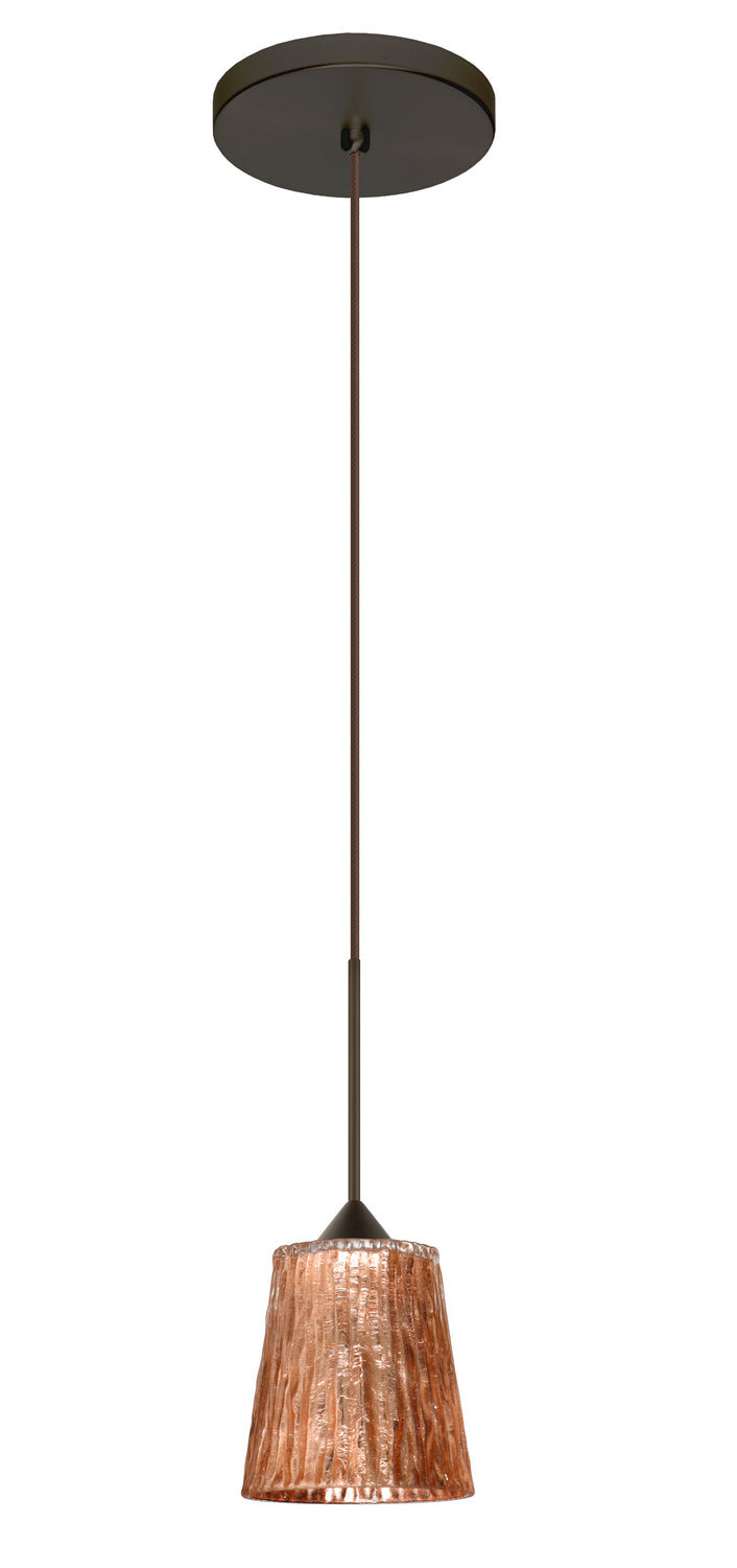Besa 1XT-5125CF-LED-BR One Light Pendant, Bronze