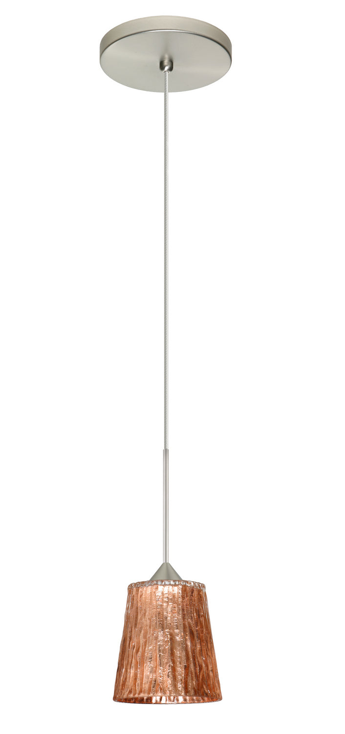 Besa 1XT-5125CF-SN One Light Pendant, Satin Nickel
