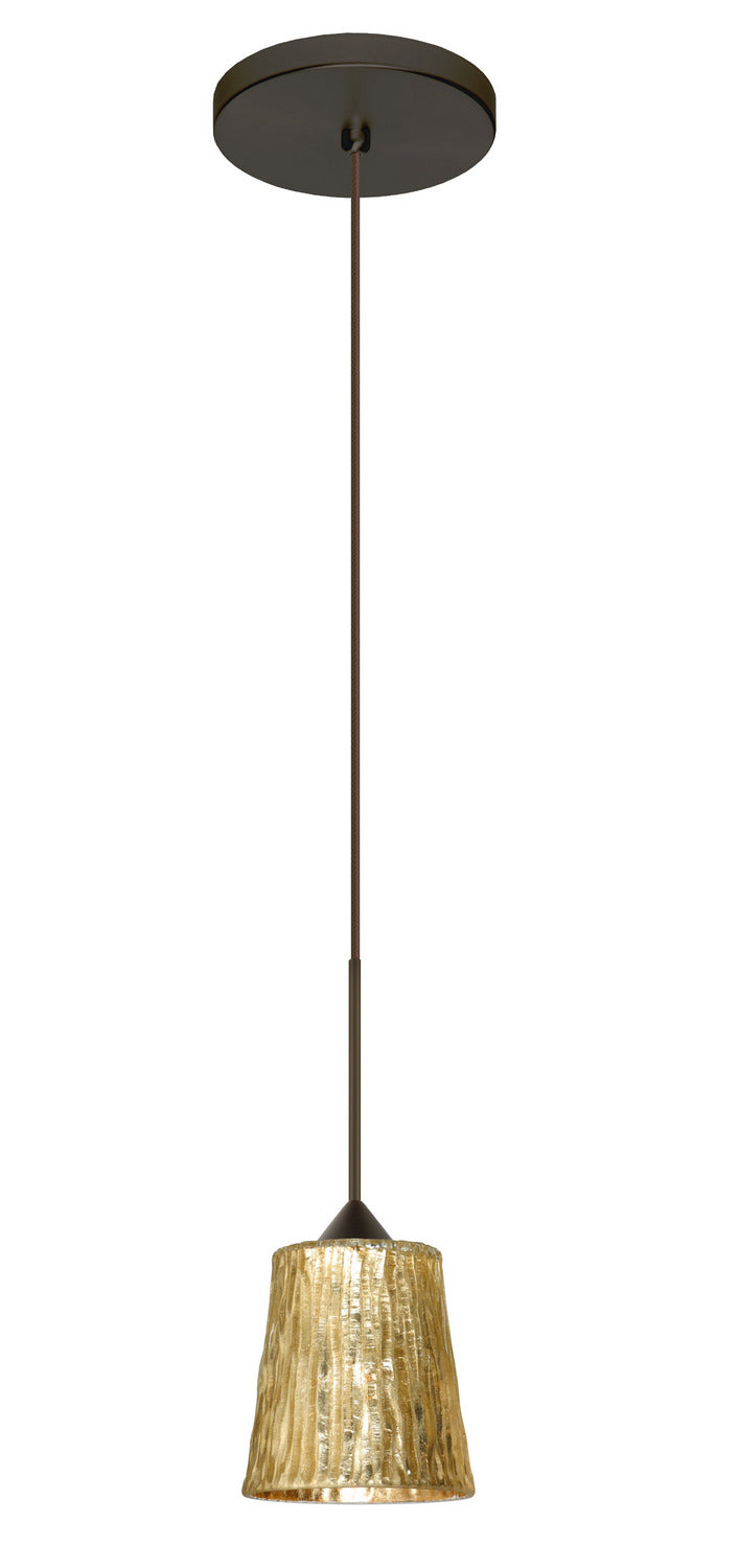 Besa 1XT-5125GF-LED-BR One Light Pendant, Bronze