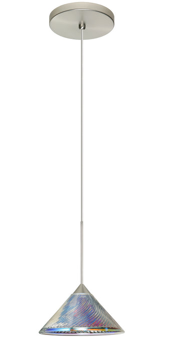 Besa 1XT-550493-LED-SN One Light Pendant, Satin Nickel