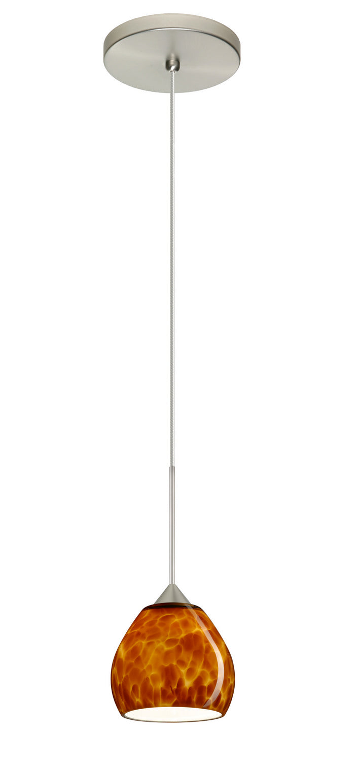 Besa 1XT-560518-LED-SN One Light Pendant, Satin Nickel