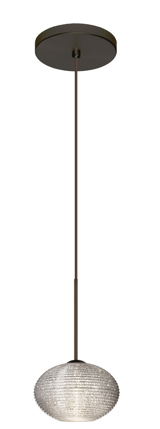 Besa 1XT-5612GL-LED-BR One Light Pendant, Bronze