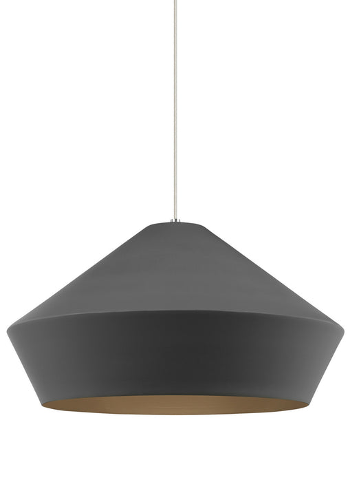 Visual Comfort Modern 700TDBMLGPYS One Light Pendant, Satin Nickel