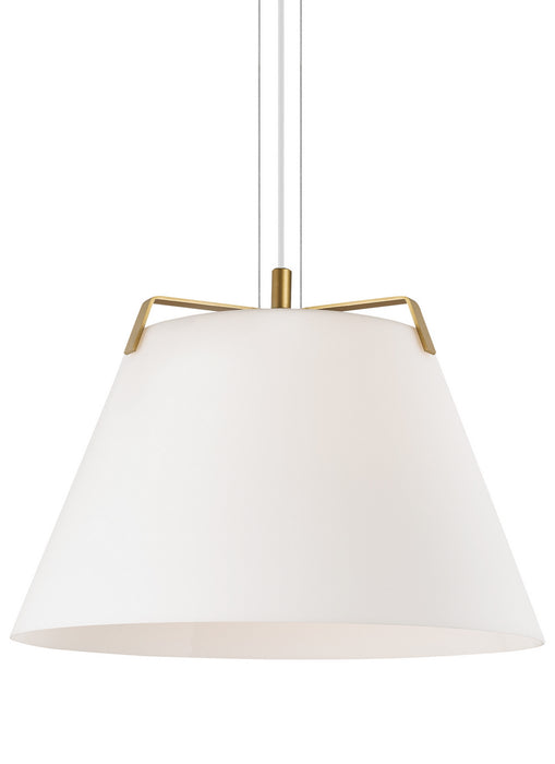 Visual Comfort Modern 700TDDEVPWGW One Light Pendant, Satin Gold/White