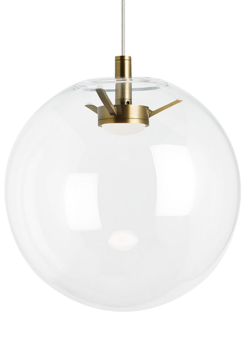 Visual Comfort Modern 700TDPLNPCR-LEDWD LED Pendant, Aged Brass
