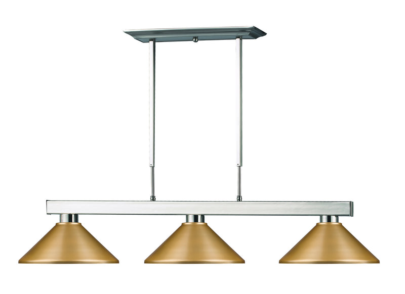 Z-Lite 152BN-MSG Three Light Billiard, Brushed Nickel