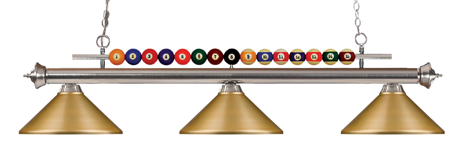 Z-Lite 170BN-MSG Three Light Billiard, Brushed Nickel
